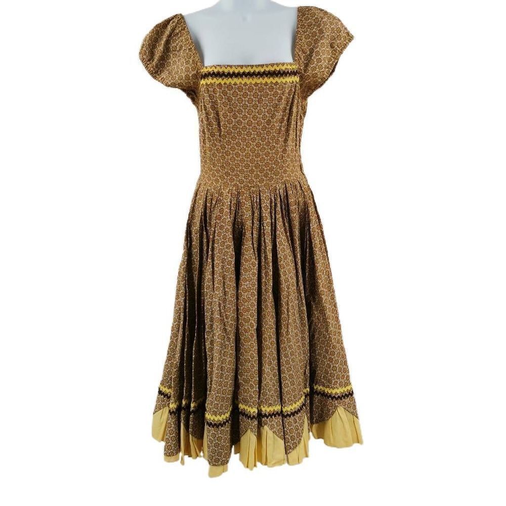 Vintage Floral Cottagecore Prairie Dress with Matching Ties | Circa 1940s-1950s